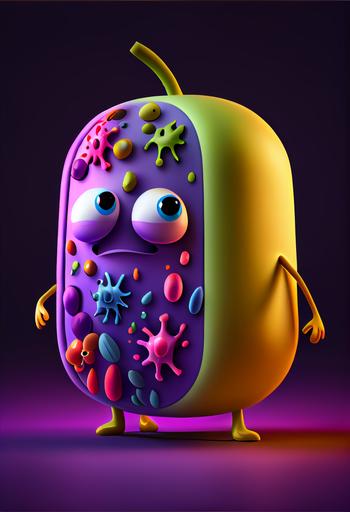 cute bacteria cartoon, many details and colors, 8k, hdr, --ar 2:3 --upbeta