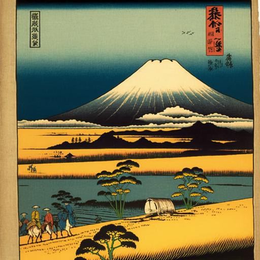 Otsuki Plain in Kai Province 1858 - Hiroshige Art Ukiyo japanese art Edo Period Mount Fuji poster , painted
