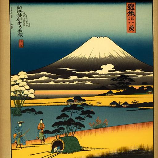 Otsuki Plain in Kai Province 1858 - Hiroshige Art Ukiyo japanese art Edo Period Mount Fuji poster , painted