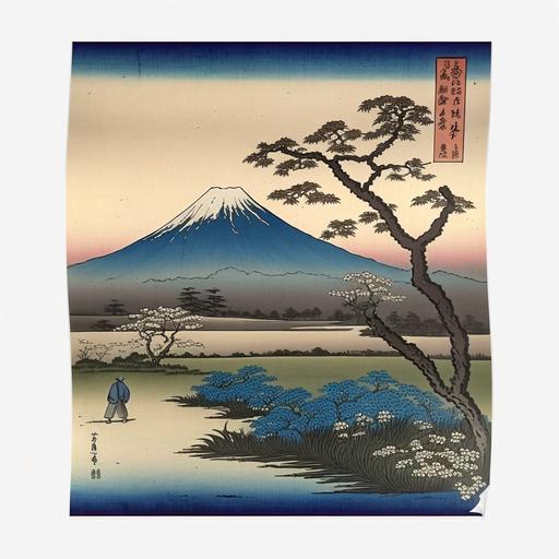 Otsuki Plain in Kai Province 1858 - Hiroshige Artwork Ukiyo-e Japanese Prints Japanese Art Edo Period Mount Fuji Poster