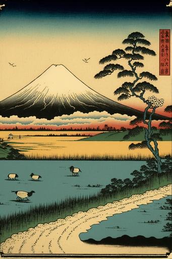 Otsuki Plain in Kai Province 1858, Hiroshige Artwork Ukiyo-e Japanese Prints Japanese Art Edo Period Mount Fuji Poster --ar 2:3