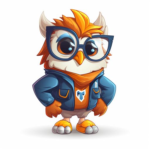 Owl cheerful character logo full body like human with contemporary fashion
