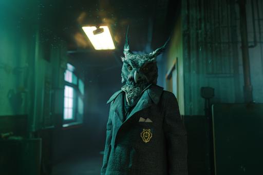 Owl from the book Winnie the Pooh is dressed in an Armani suit. It is a scene from a gritty 1970s cop show. He is Mr Big in a Criminal Enterprise. He is an Owlman. The lighting of the scene is bluegreen. Unreal engine, High resolution, natural Lighting, Moody Lighting, Cinematic Lighting, 8K , 4K , hyper realistic, realism, photographic, photorealistic , ultra photoreal , ultra detailed, intricate details, ray tracing NOT an Illustration --chaos 0 --ar 3:2 --v 6.0