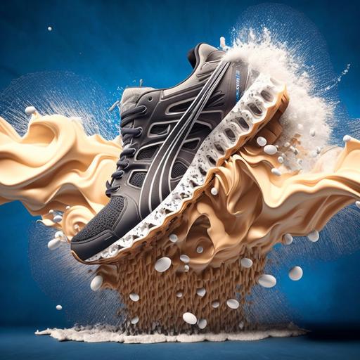 PUMA running shoe on springs in a foam pit