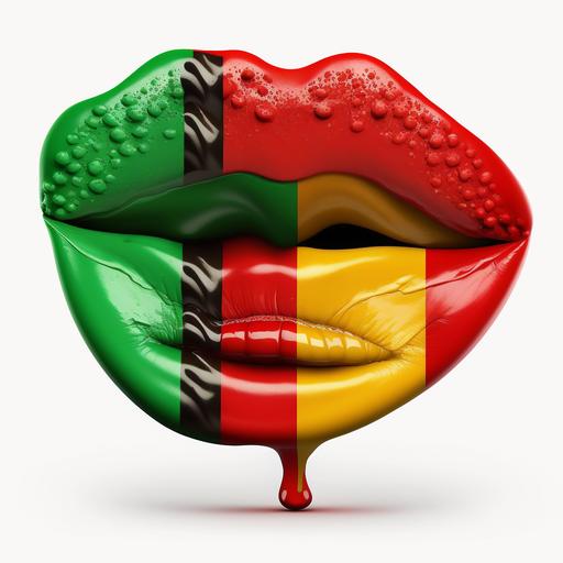 PanAfrican Flag inside big juicy lips cartoon no background