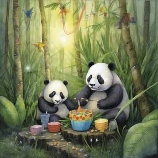 Panda, birthday, gift, friends, adventure, bamboo forest