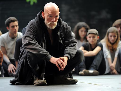 Patrick Stewart's stirring Off-Broadway performance of Macbeth at a teen skatepark --ar 4:3