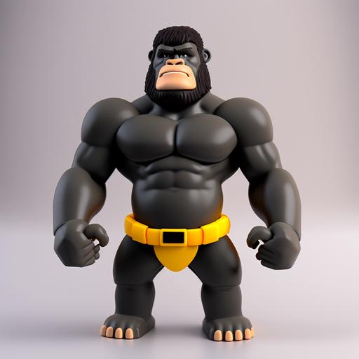 full body muscular gorilla plastic toy with normcore fashion. the style of Bearbrick