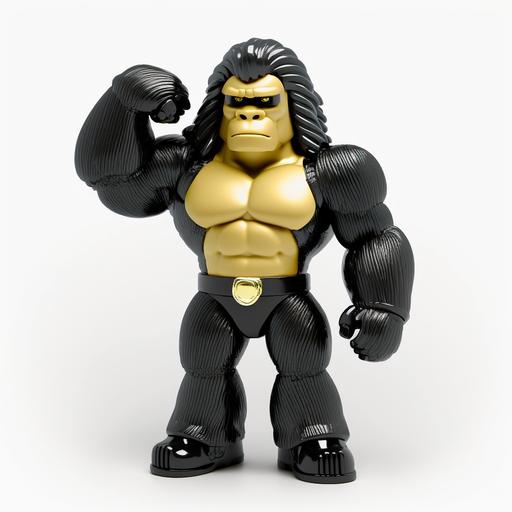 full body muscular gorilla plastic toy with glam rock fashion. the style of Bearbrick