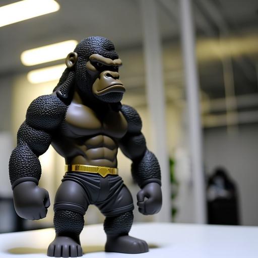 full body muscular gorilla plastic toy with hypebeast fashion. the style of Bearbrick