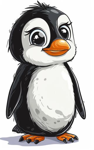 Penguin cute chalcedony cartoon image imagined by M A Aguilar, MegUSN1 --stylize 250 --ar 10:16 --v 6.0 --style raw