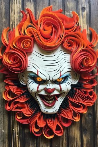 Pennywise face paper quilling art style, HD --ar 2:3 --upbeta --q 2 --s 750 --v 5.1 --style raw