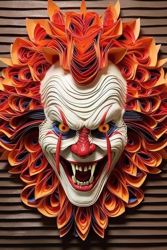Pennywise face paper quilling art style, HD --ar 2:3 --upbeta --q 2 --s 750 --v 5.1 --style raw