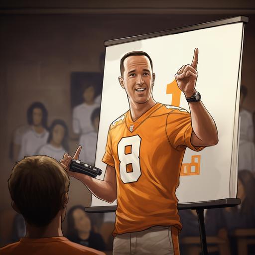 Peyton Manning teaching UT football students cartoon