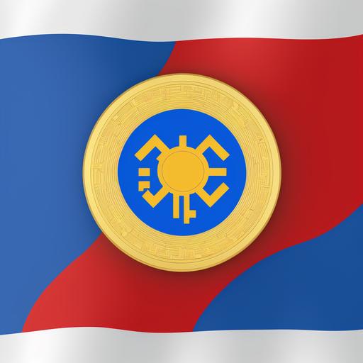 Pi crypto coin in mongolia flag simple and Minimalist logo