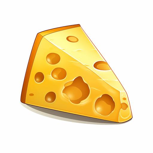 Piece of cheese, cartoon, 2D game style, white background