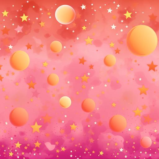 Pink and orange wallpaper with moons and starts clipart image with 300 DPI