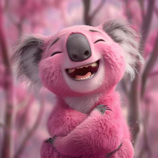 Pink, laughing, koala, animation, sidekick
