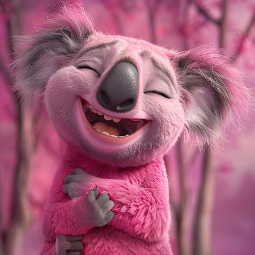Pink, laughing, koala, animation, sidekick