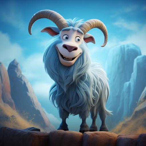 Pixar blue goat website art