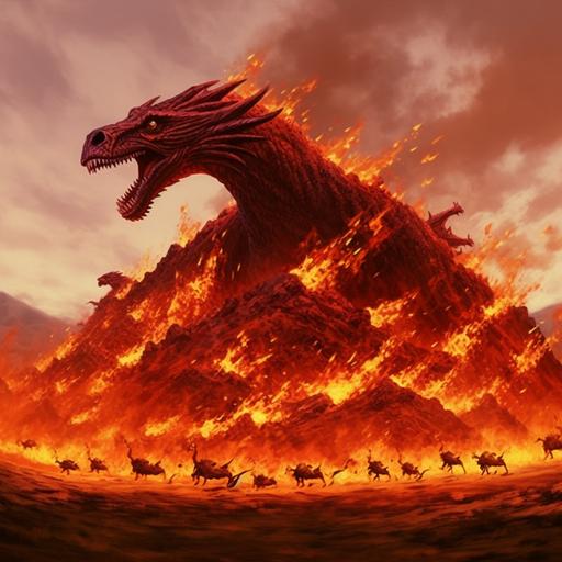 Pixel dragon spit geoglyph fire --s 777 --c 33 --w 666