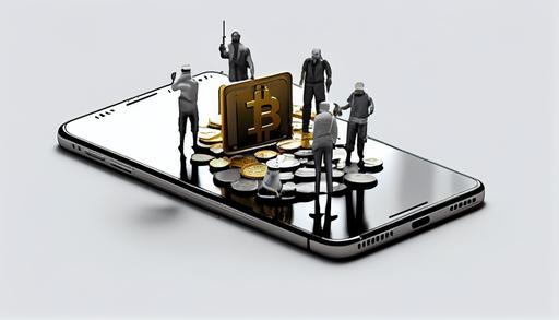 Play to earn, men making money with phone , fond blanc , 8k , bitcoin --v 4 --ar 16:9 --upbeta