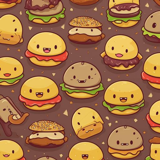 Playful Cartoon Hamburger Pattern Anime --v 5