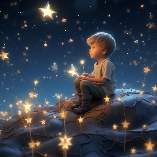 Playing with pieces of stars, animation, little angels