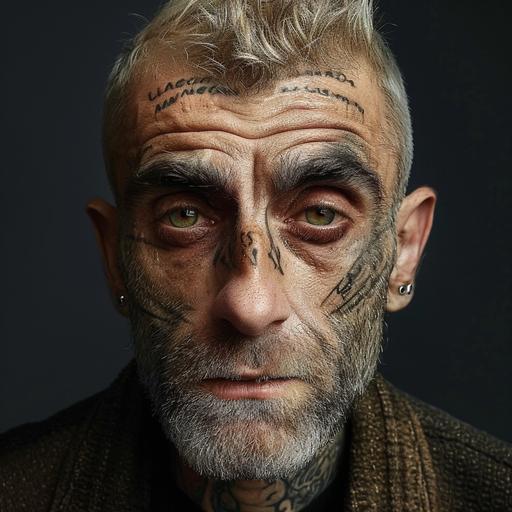Polish rapper Quebonafide looks like an 80 year really old grandpa, with a lot of wrinkles on his forhead, around his mouth and under eyes --v 6.0