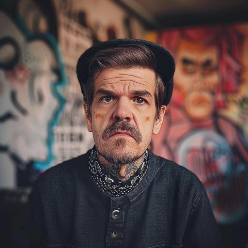 Polish rapper Taco Hemingway looks like an 80 year really old grandpa, with a lot of wrinkles on his face --v 6.0