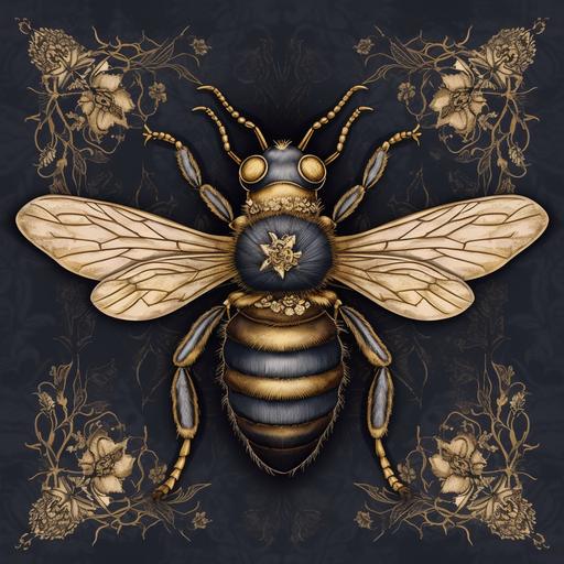 Poster abaut bees, detailed anatomical bees, professional art concept