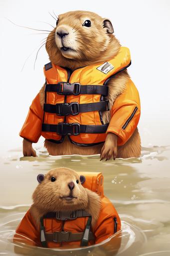 Prairie dog wear life jacket cartoon