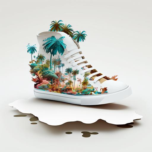 Printed Paradise 600x600 minimalistic white background 3d clotches one shoes