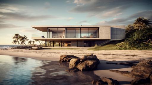 Prompt: An enthralling, high-resolution photograph of a contemporary concrete house situated near a dark sand beach in El Salvador, capturing the harmonious blend of modern architecture and the natural beauty of the coastal landscape. The striking image showcases the sleek lines and innovative design of the house, complemented by a sparkling pool and the El Salvadorian national flag proudly hanging in the background. The photograph is expertly taken using a Nikon D850 DSLR camera, paired with a Nikon AF-S NIKKOR 24-70mm f/2.8E ED VR lens, celebrated for its superior sharpness and versatility, perfect for capturing the intricate details and expansive views of this stunning scene. The camera settings are thoughtfully selected to highlight the vibrant colors and textures within the space: an aperture of f/5.6 to maintain a balanced depth of field, an ISO of 400 to ensure optimal image quality, and a shutter speed of 1/125 sec to capture crisp details. The composition skillfully balances the modern concrete house, pool, and El Salvadorian flag, with the captivating dark sand beach stretching out towards the horizon. The viewer's eye is drawn to the impressive architectural design, while the national flag adds a touch of pride and a sense of place. This captivating image not only celebrates the beauty of contemporary architecture in El Salvador but also the photographer's ability to create a striking composition that tells a story of pride and identity. --ar 16:9 --q 2 --v 5.1 --v 5.1 --s 750