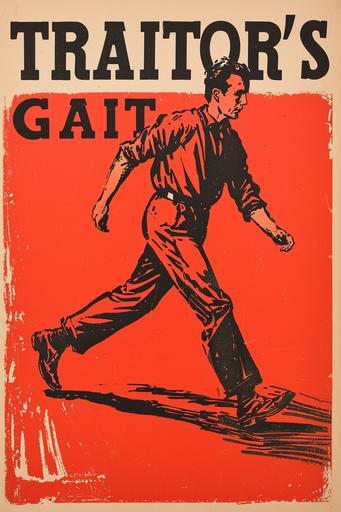 Propaganda poster illustrating traitor's gait from the posture wars, 