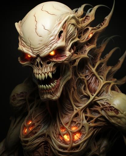 Pumpkinhead with a scary mouth, in the style of marc silvestri, airbrush art --ar 30:37 --s 750