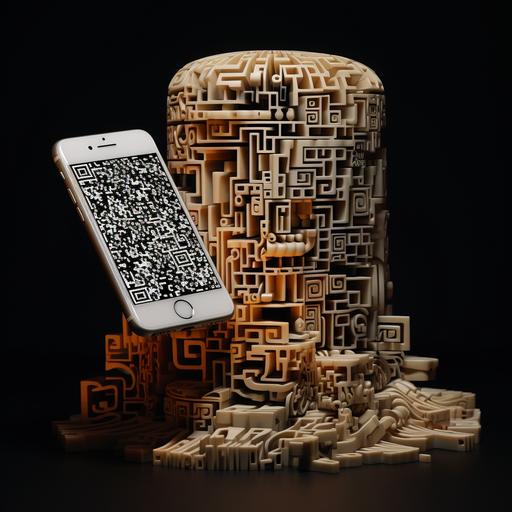 QR-Code-Art-Ad while a baddie scans it with a iphone 12 pro, drawing, photorealisitic,--ar 9:6
