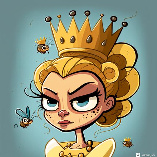 Queen Bee :1, hive:2, cartoon,