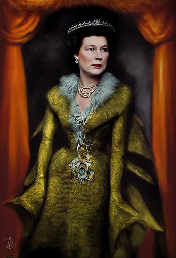 Queen Elizabeth2 in mystical LIZARD costume. gorgeous traditional furnishings. photorealistic. extremely detailed. HD. --ar 2:3 --test --creative --upbeta
