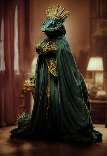 Queen Elizabeth2 in mystical LIZARD costume. gorgeous traditional furnishings. photorealistic. extremely detailed. HD. --ar 2:3 --test --creative --upbeta