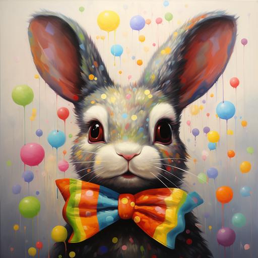 Rabbit, polka dots, rainbow colors