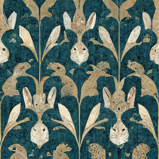 Rabbit wallpaper pattern William Morris Oriental painting