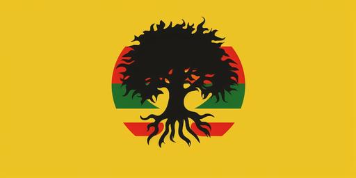 Rastafari dreadlocks forming into tree roots reggae band logo minimalist red yellow green lion web banner, hilma af klint, --ar 2:1 --v 5.1