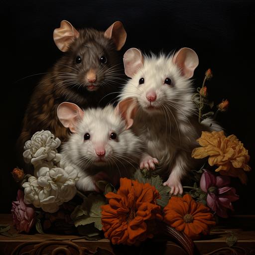 Rat, hamster and cat portrait