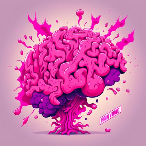 pink brain, poster, vector art, detailed, cartoon, cell shaded, 8k,