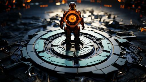 Raw photo, photorealistic, 3D model showcase, anime cell shading, bullet holes on ancient latent spaceship armor plate, scratches, speed force energy, damage, with logo  ::9 , textured, panorama view, soft shadow effect, beautiful lighting, cinematic, --v 5.2 --s 500 --c 8 --style raw --ar 16:9