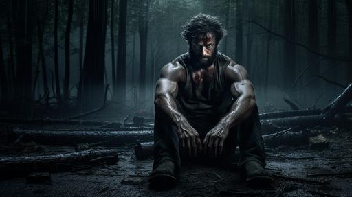 Raw photo, photorealistic, in a dimly lit forest, the hirsute, brooding Wolverine crouched, his claws gleaming in the moonlight, eyes filled with an unmistakable blend of rage and determination, 64k, unreal graphics, strong shadow effect, chiaroscuro, beautiful lighting, cinematic, --ar 16:9 --v 5.2 --s 115 --c 10 --style raw