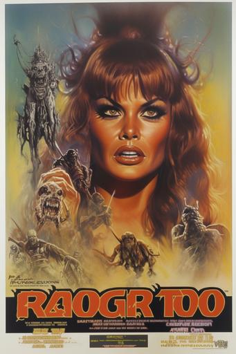 Razor Candy movie poster, Raquel Welch, by Royo and Giger --ar 2:3 --q 2 --v 5