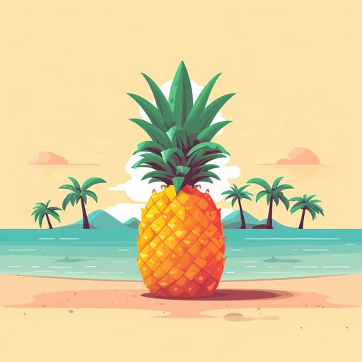 Rectangular cartoon minimalist beach pineapple