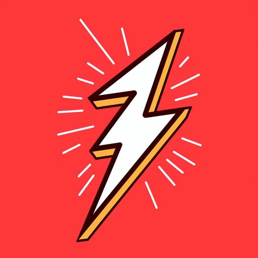 Red and white horizontal lightning bolt cartoon
